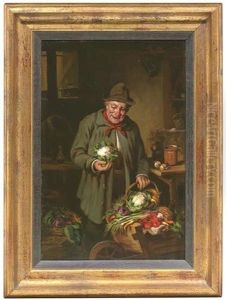 Kucheninterieur Mit Einem Gemusehandler by Hermann Kern