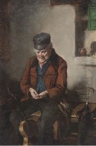 A Violinist Counting The Takings by Hermann Kern
