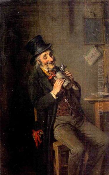 Interior With An Elderly Man Drinking - view 1