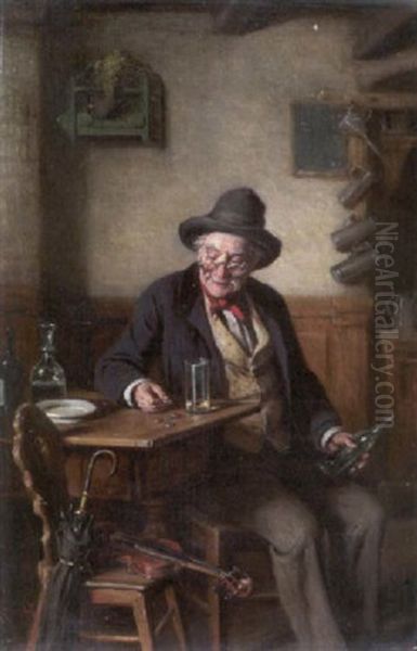 Alter Geigenspieler Bei Einem Glas Wein In Der Schanke - view 1
