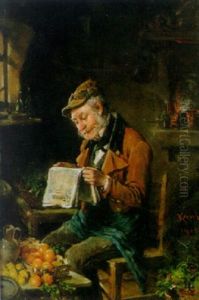 Koksinterior Med Tidningslasande Man by Hermann Kern