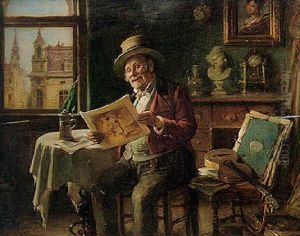 Old Man Admiring A Print