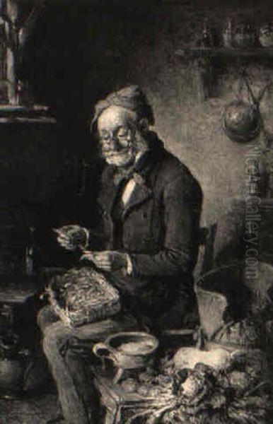 Alter Mann Beim Gemuseputzen - view 1