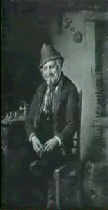Bauer Beim Geldzahlen Am Tisch by Hermann Kern