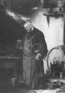 Monk In A Wine Cellar by Hermann Kern