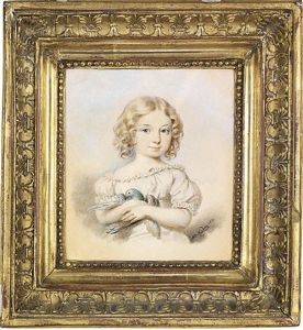 A Young Girl In White Shift With Ruched Borders A Young Girl In White Shift With Ruched Borders