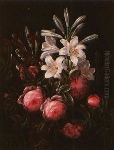Roses And Lilies by Hansine Kern-Eckersberg