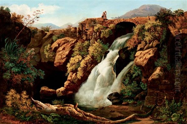 Landscape With Waterfall (italian Landscape) - view 1