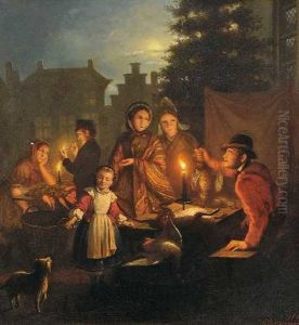 Nachtliche Marktszene by Wilhelmus Jacobus Kerremans
