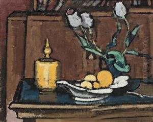 Stilleben Mit Fruchtschale Ii (stilleben Mit Fruchtschale Und Tulpen) by Anton Kerschbaumer