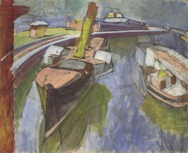 Hafen Mit Dampfer Ii (ostender Vorhafen; Ostender Postdampfer) - view 1