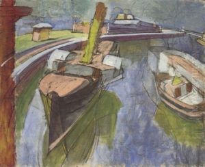 Hafen Mit Dampfer Ii (ostender Vorhafen; Ostender Postdampfer) by Anton Kerschbaumer
