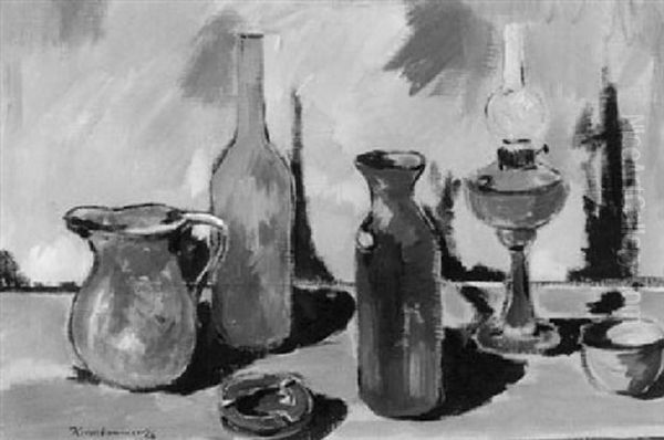 Stilleben Mit Gefasen Und Ollampe - view 1
