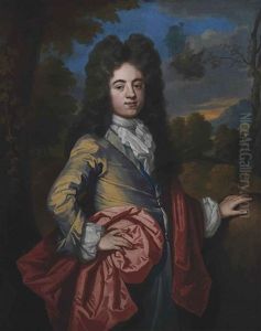 Portrait Of Sir John Harpur, 4th Baronet (1679-1741), Three-quarter-length, In A Yellow Coat, With A Red Wrap, In A Landscape