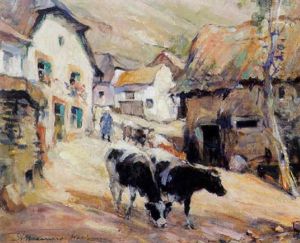 A View Of A Mountain Village by Anton Kerssemakers