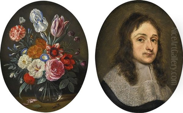 Still Life With Flowers In A Vase (recto); Portrait Of A Man, Bust-length, In A Flat Lace Collar (verso) - view 1
