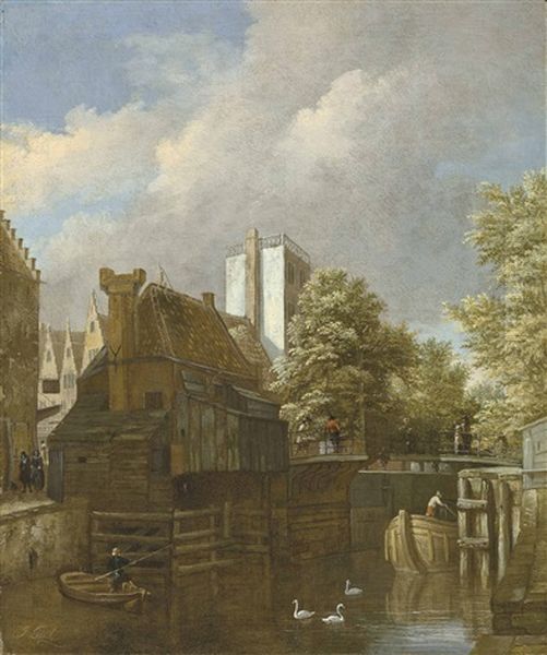 Amsterdam, The Sint-anthoniesluis Looking North From The Brouwersgracht, With The Gabled Houses Of Sint Antoniesbreestraat To The Left - view 1