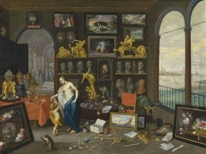 Allegory Of Sight, A View Of Antwerp Beyond by Jan van Kessel the Elder