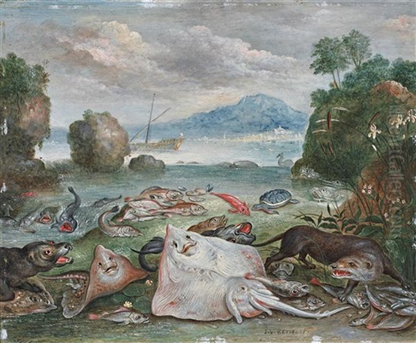 A Still Life Of Fish On A Beach - view 1