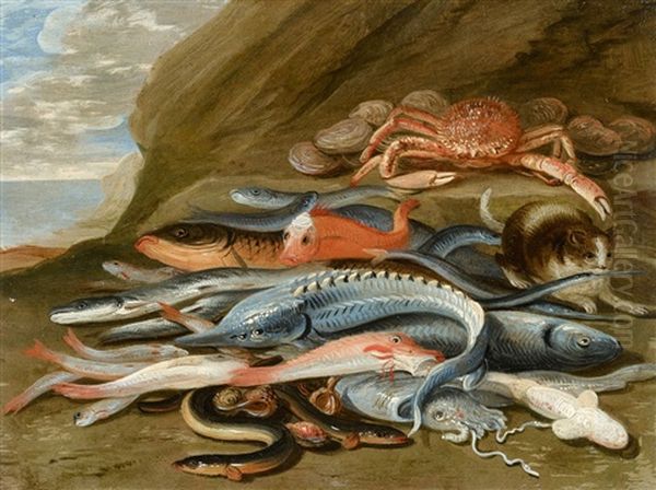 Still Life With Fish, A Crab And A Cat - view 1