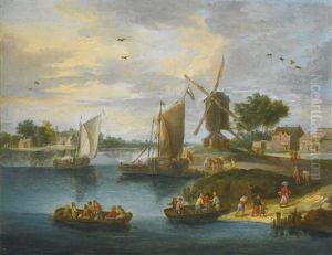 A River Landscape With A Windmill by Jan van Kessel the Elder