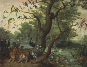 The Garden Of Eden, With The Fall Of Man by Jan van Kessel the Elder