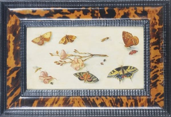 Butterflies And Flowers (+ A Companion Painting; 2 Works) - view 1