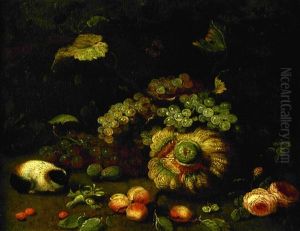 Nature Morte Aux Raisins, Citrouille Et Hamster