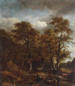 A Wooded Landscape With Cattle Crossing A Stream by Jan van Kessel the Elder