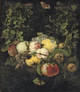 A Garland Of Mixed Fruit With A Butterfly Nearby by Jan van Kessel the Elder