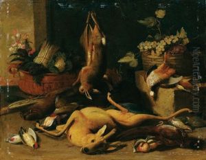 Nature Morte Au Trophee De Chasse, A La Corbeille De Fruits Et Aux Legumes by Jan van Kessel the Elder