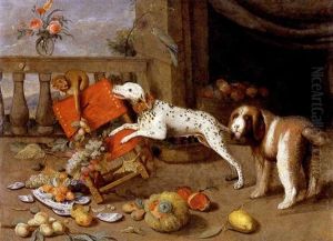 Cani E Scimmia by Jan van Kessel the Elder
