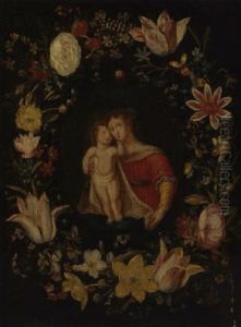 The Virgin And Child Surrounded By A Garland Of Flowers