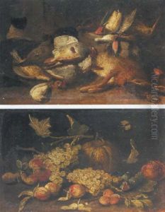 Still Life With A Pumpkin, Figs, Grapes, Apricots Together With A Pomegranate