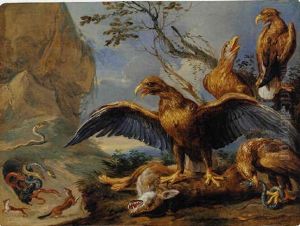 Eagles And Serpents Attacking Foxes by Jan van Kessel the Elder