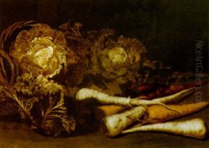 A Still Life With Cabbages, Carrots And Turnips by Jan van Kessel the Elder
