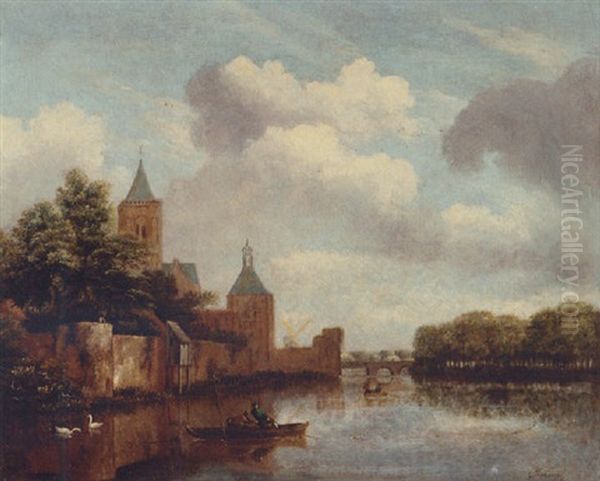Fishermen In A Punt Outside The Walls Of Amsterdam - view 1