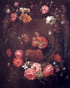 Guirnalda De Flores Con La Sagrada Familia by Jan van Kessel the Elder