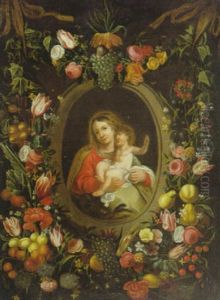 Die Madonna Mit Dem Christkind Im Blumen- Und Fruchtekranz Die Madonna Mit Dem Christkind Im Blumen- Und Fruchtekranz