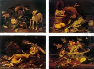 Still Life With Game Birds, Two Hounds And A Cat