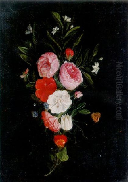 A Swag Of Roses, Carnations And Other Flowers - view 1