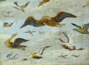 Oiseaux Sur Fond De Ciel Nuage by Jan van Kessel the Elder