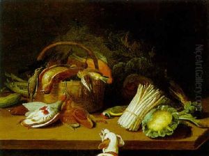 Stilleben Mit Gemuse Und Erlegtem Federwild Von Einem Hund Bewacht by Jan van Kessel the Elder