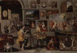 L'interieur De L'atelier Du Peintre by Jan van Kessel the Elder