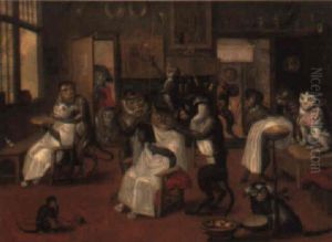 The Monkeys' Barber Shop by Jan van Kessel the Elder
