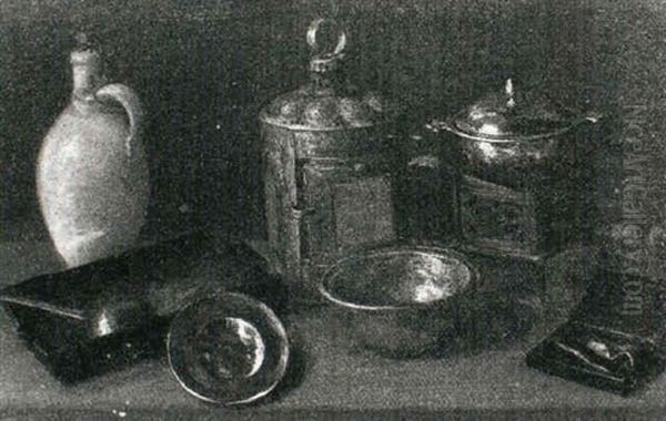 A Still Life Of Pots And Jugs On A Table - view 1