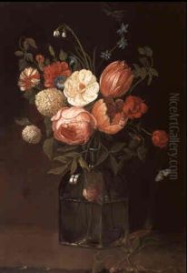 Ein Blumenstraus Von Rosen, Tulpen, Schneeballen Und Nelken