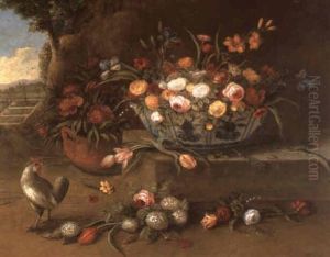 Stilleben Mit Blumen In Einer Porzellanschale by Jan van Kessel the Elder