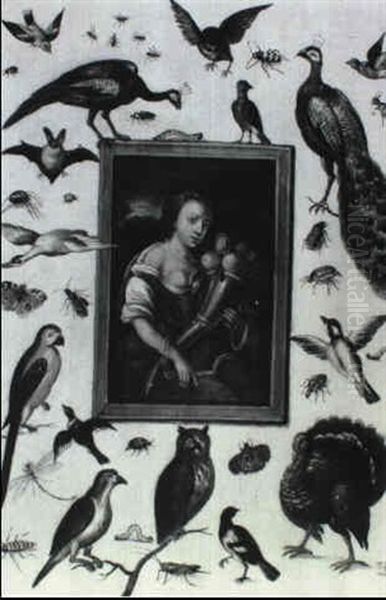 Portrait Of A Lady Holding A Cornucopia - view 1