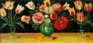 Still Lifes Of Tulips And Other Flowers In Glass   [and] Ceramic Vases by Jan van Kessel the Elder